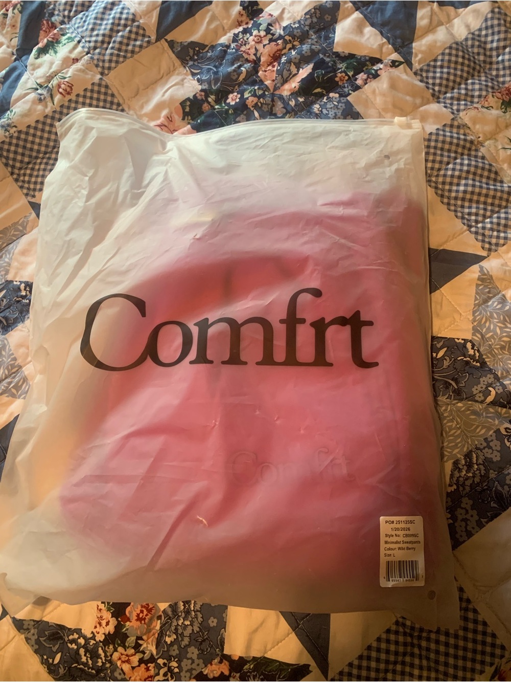 NWT Comfrt Wild Berry Sweat Pants L - Picture 2 of 3